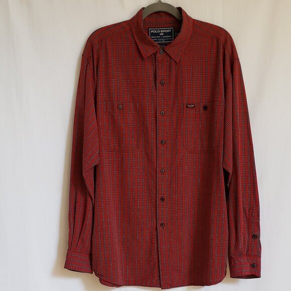Ralph Lauren Polo Sport - Mens Red, Black & White Plaid Cotton Shirt.  Size XL - Picture 1 of 7